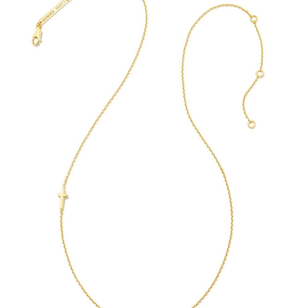 New Kendra Scott Cross Inline Necklace in 18k Gold Vermeil NWT
